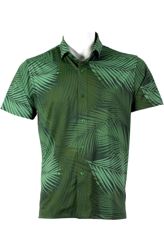 Palm Frond-Dark Green Button Down