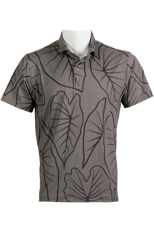 Warm Gray Kalo Leaves Polo