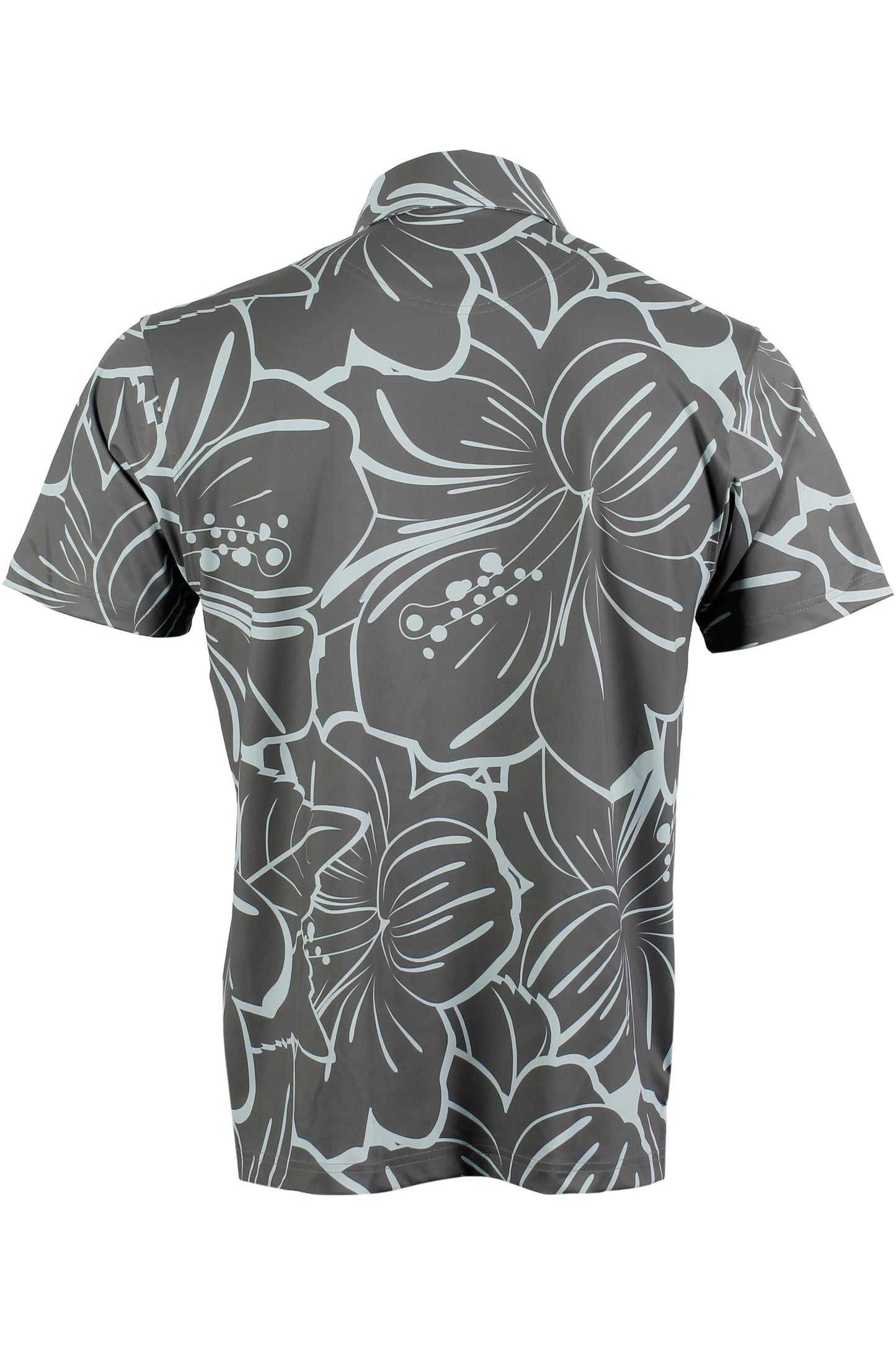 Big Hibiscus-Gray and Mint Button Down