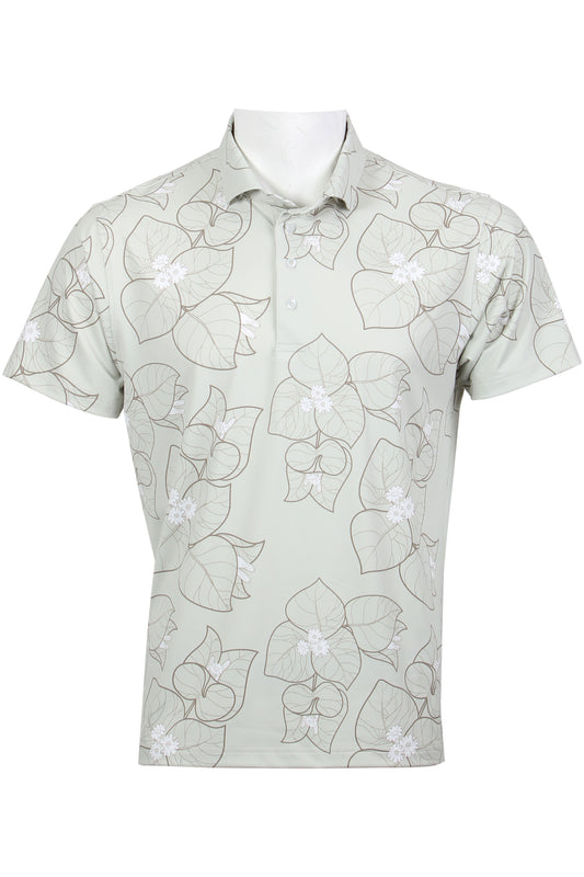 Bougainvillea-Light Gray and Olive Brown Polo