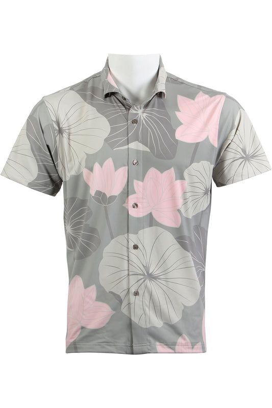 Warm Gray and Pink Lotus Button Down
