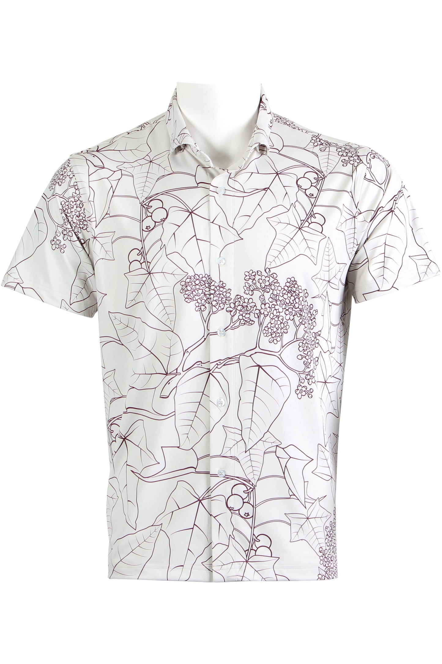 Kukui Tree-Gray and Purple Button Down