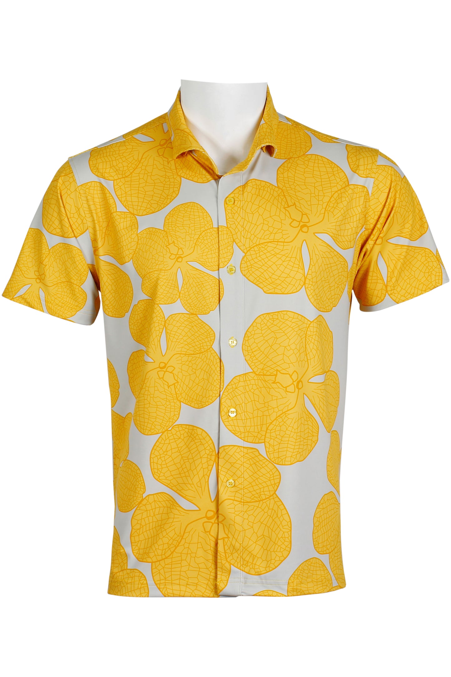 Vanda Orchid-Gray and Yellow Button Down