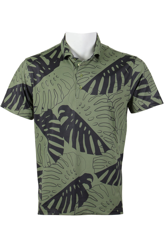 Green and Black Monstera Polo