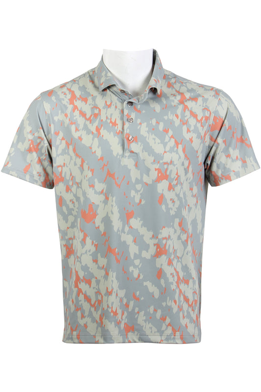Green Gray and Coral Shell Polo