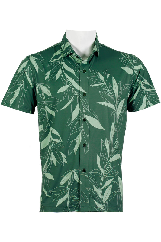 Maile Lei Strands-Green Button Down