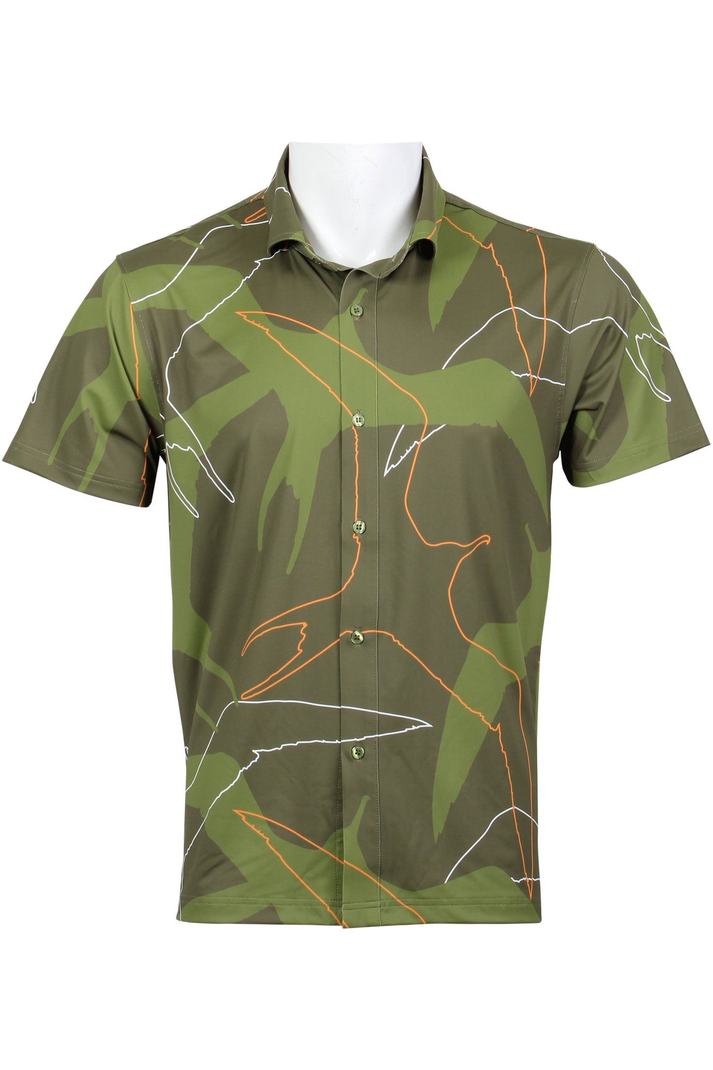 Green and Orange 'Iwa Bird Button Down