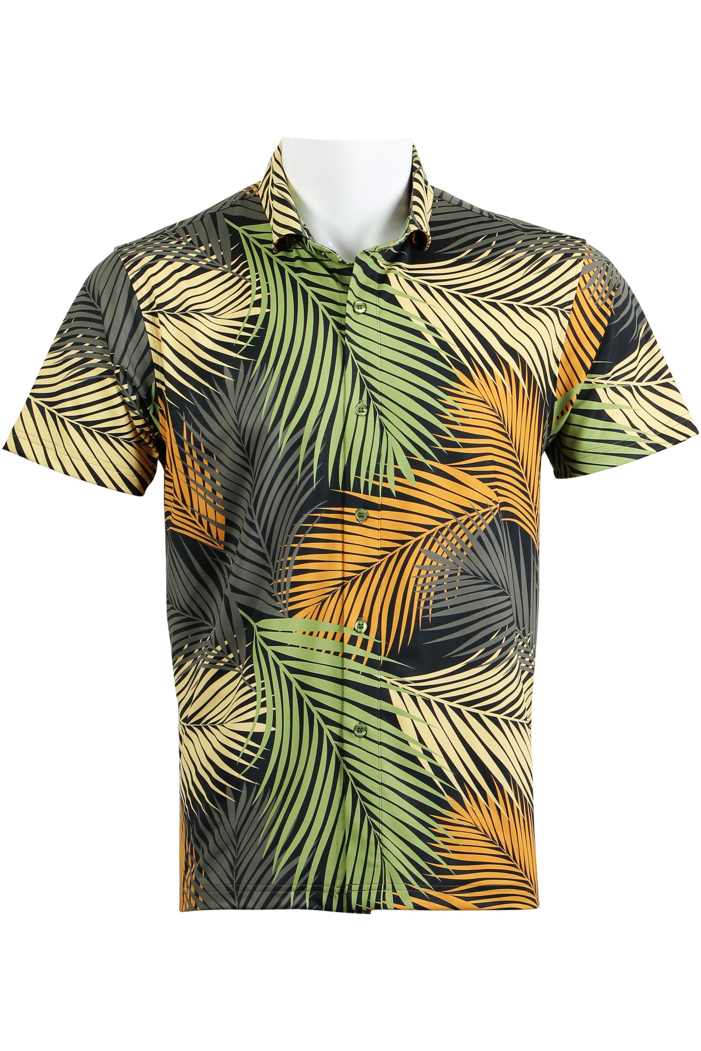 Palm Frond-Green and Orange Button Down