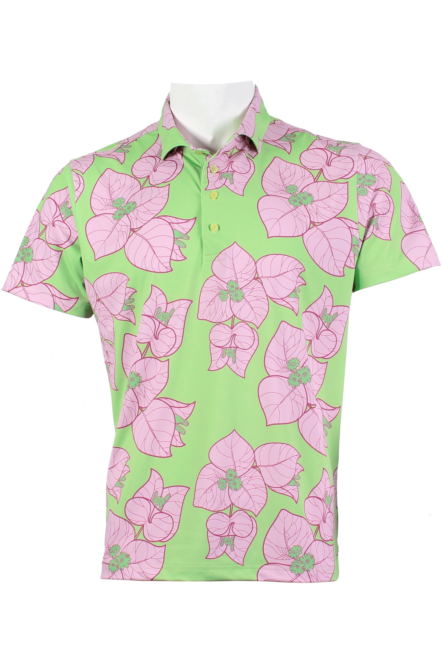 Bougainvillea-Green and Pink Polo