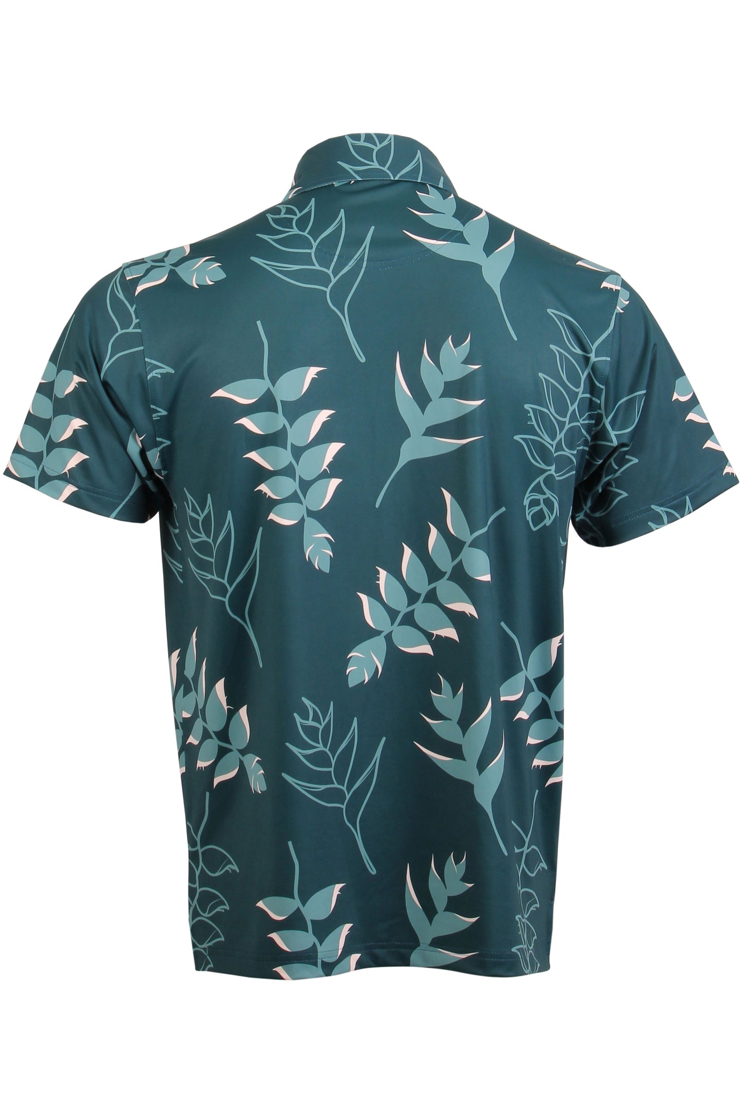 Heliconia-Dark Green and Pink Polo