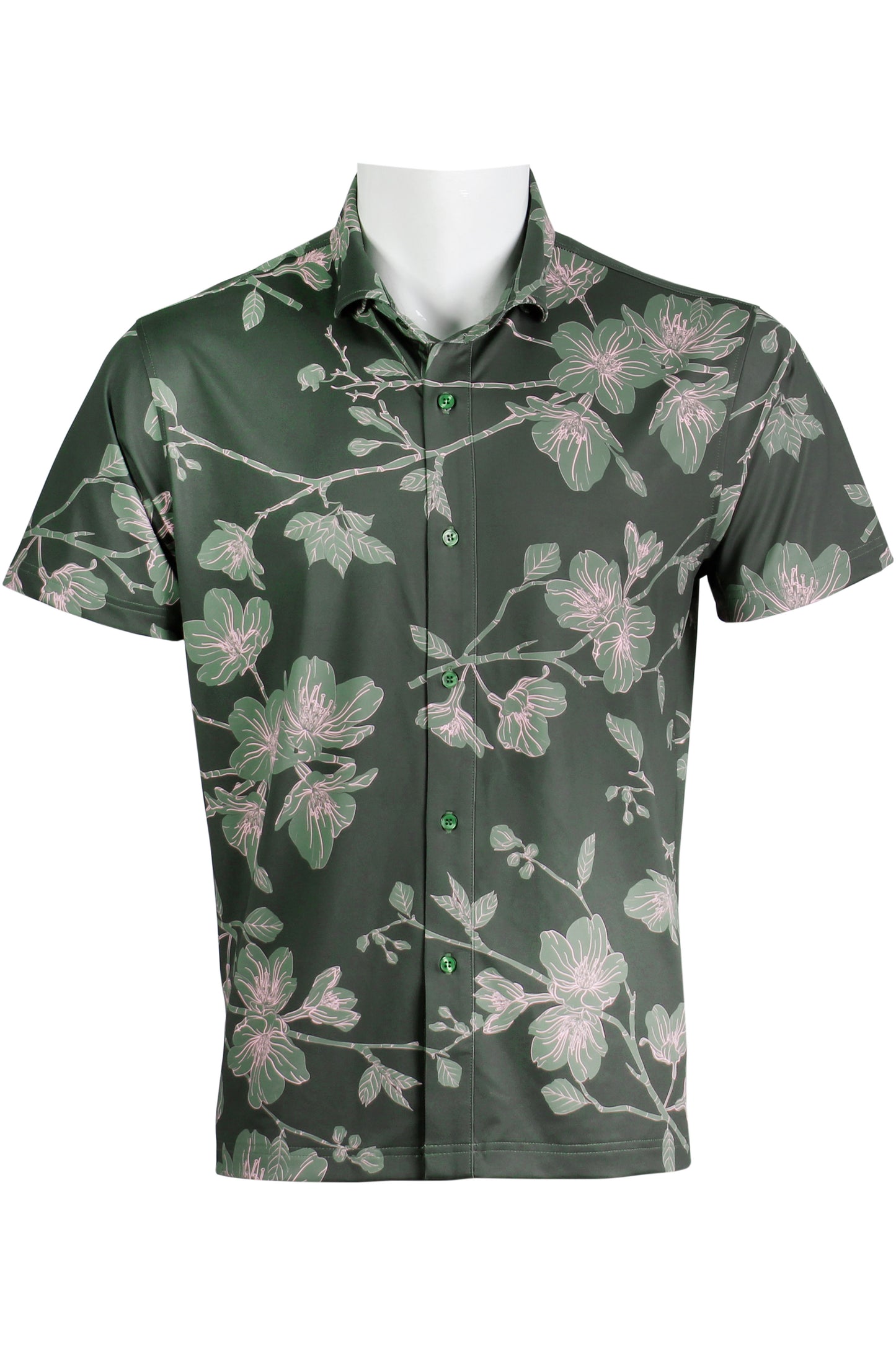 Sakura-Green and Pink Button Down