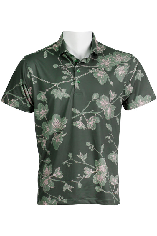 Green and Pink Sakura Polo