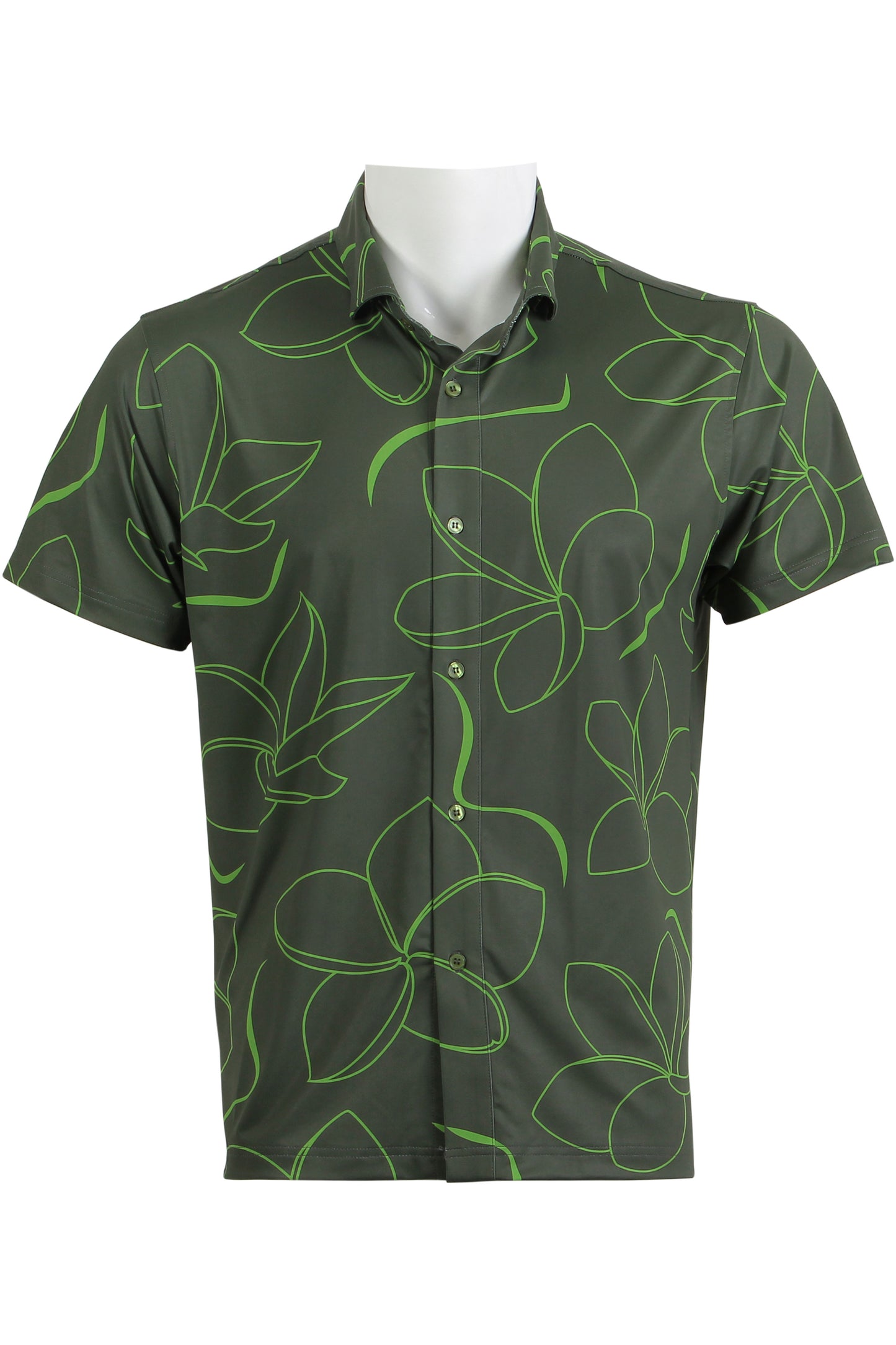 Plumeria-Green Button Down