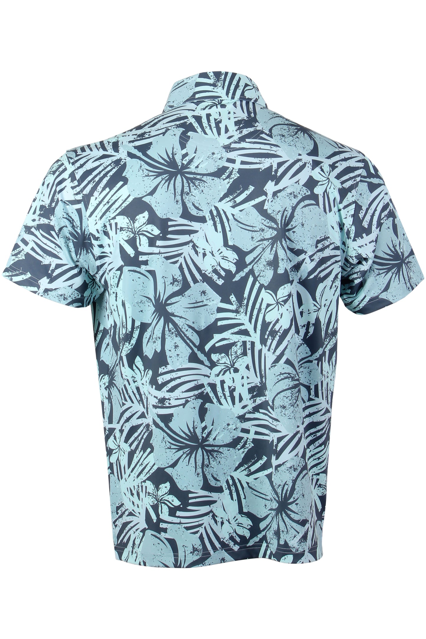Distressed Hibiscus-Ice Blue Polo