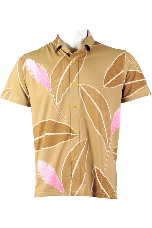 Ginger-Brown and Pink Button Down