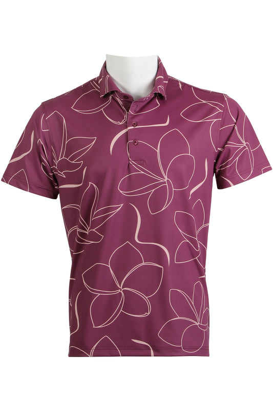 Magenta and Pink Plumeria Polo