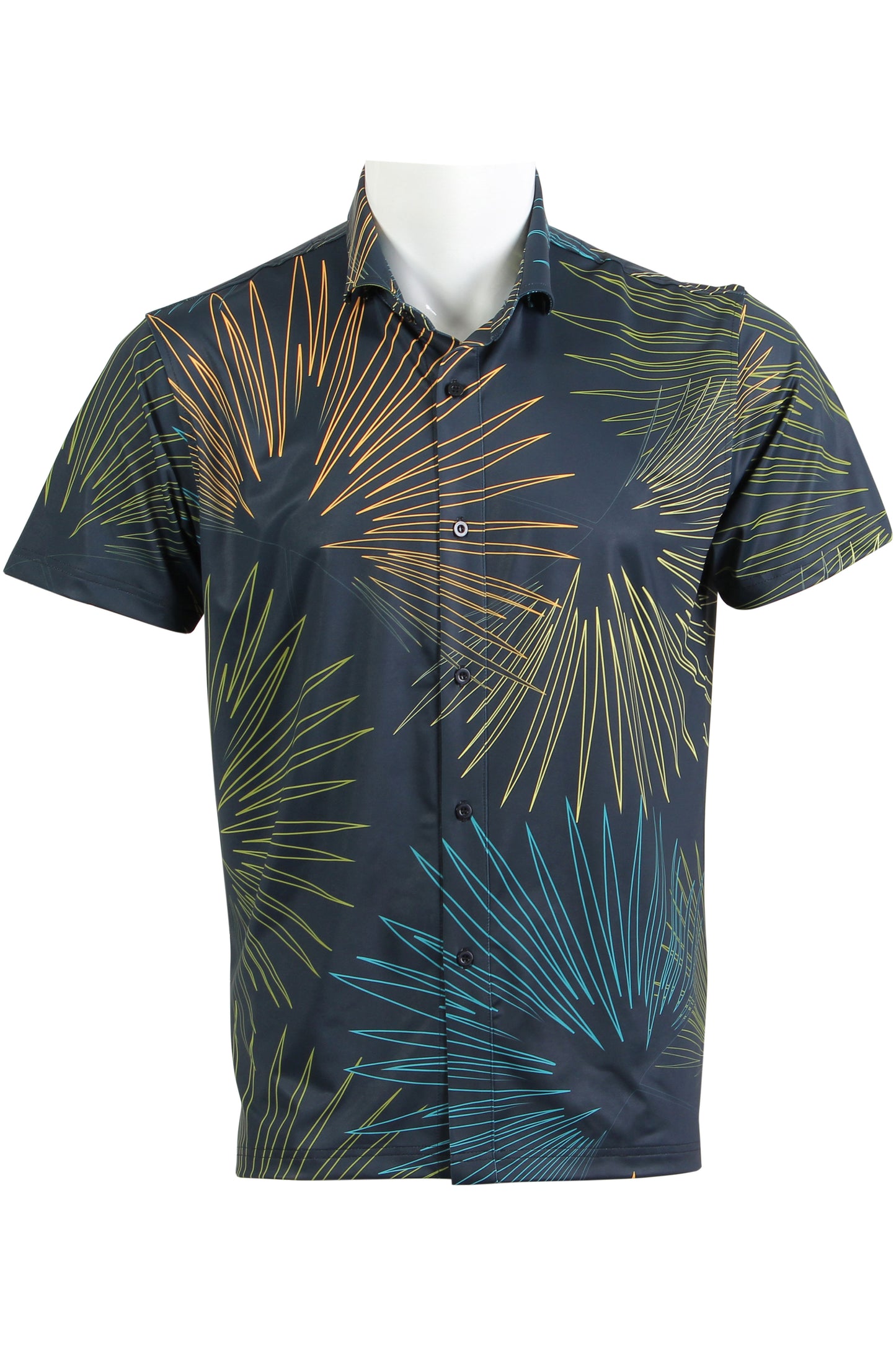 Sun Palm-Midnight Gray, Blue, Green, Orange, Yellow Button Down