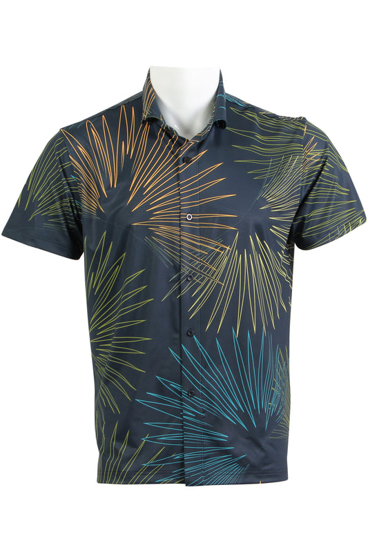 Sun Palm-Midnight Gray, Blue, Green, Orange, Yellow Button Down