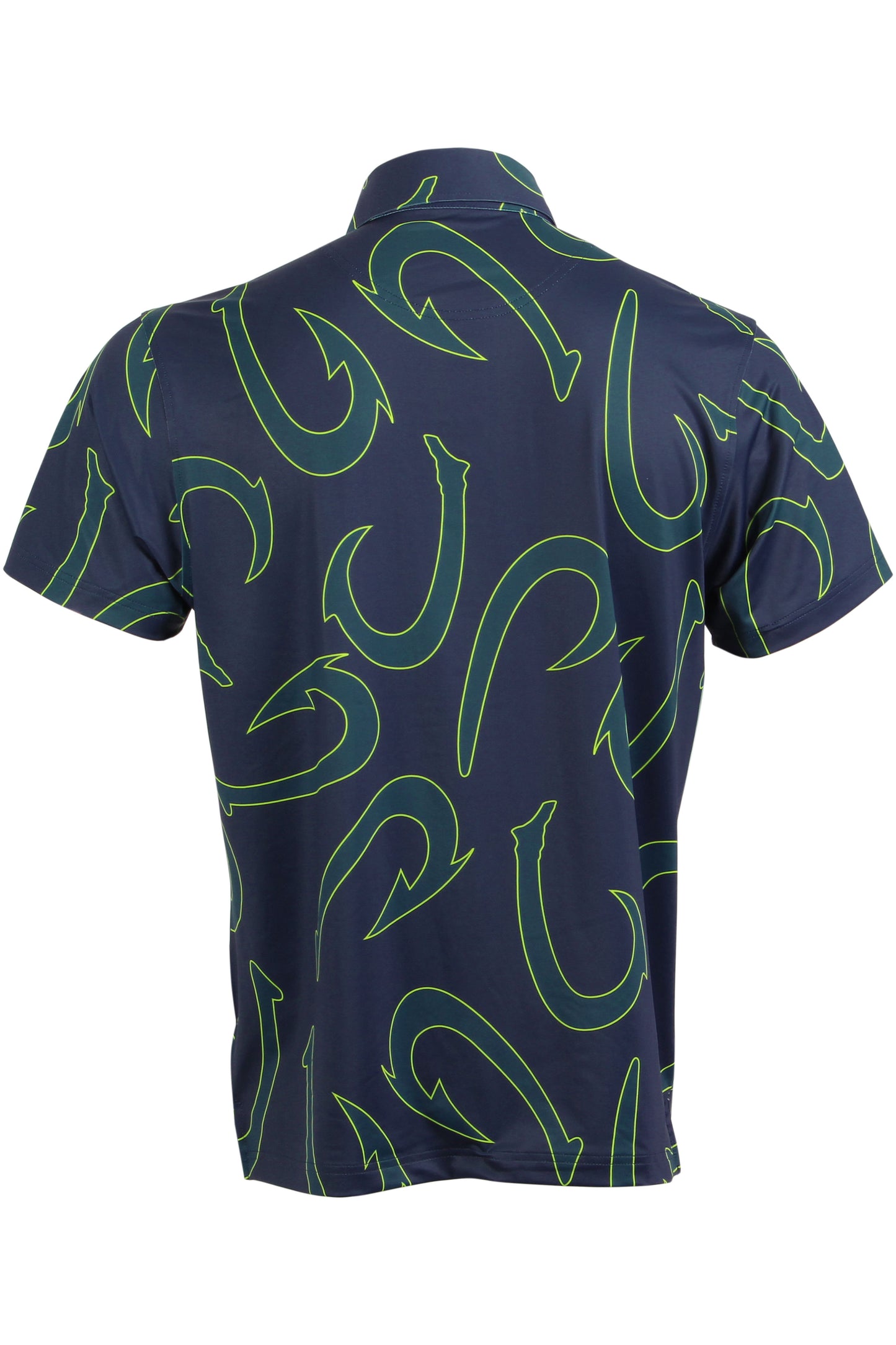 Navy and Lime Fish Hook Polo