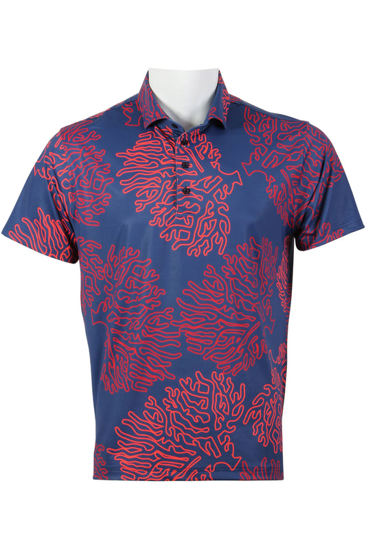 Coral-Navy and Red Polo