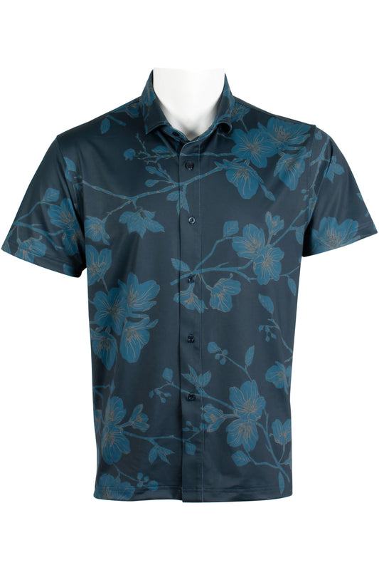 Sakura-Navy and Light Brown Button Down
