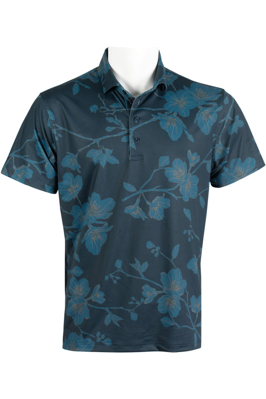 Navy and Light Brown Sakura Polo