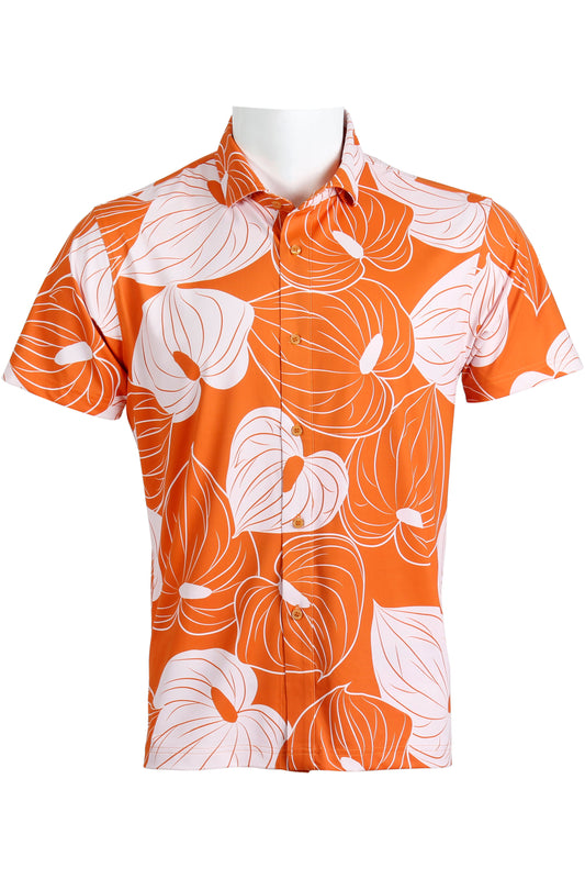 Orange and Pink Anthurium Button Down