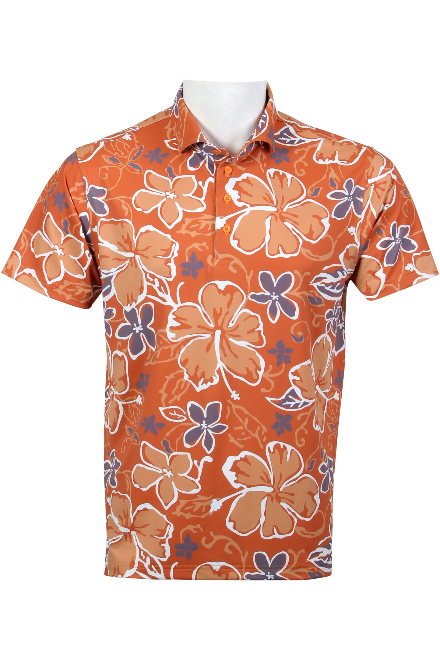 Orange and Purple Aloha Polo