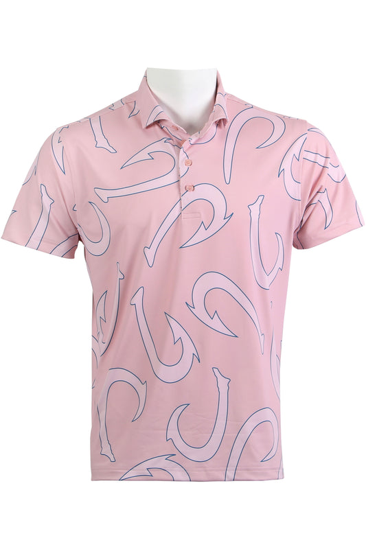 Pink and Blue Fish Hook Polo