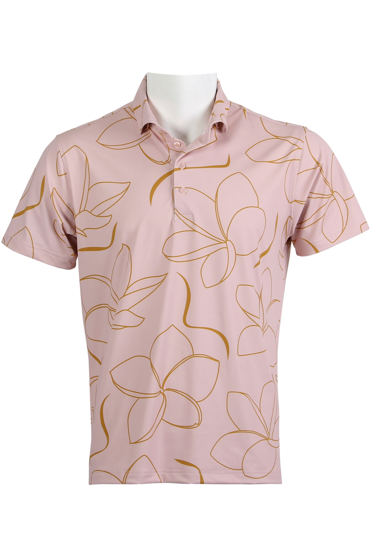 Plumeria-Pink and Gold Polo