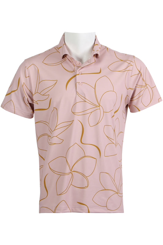 Plumeria-Pink and Gold Polo