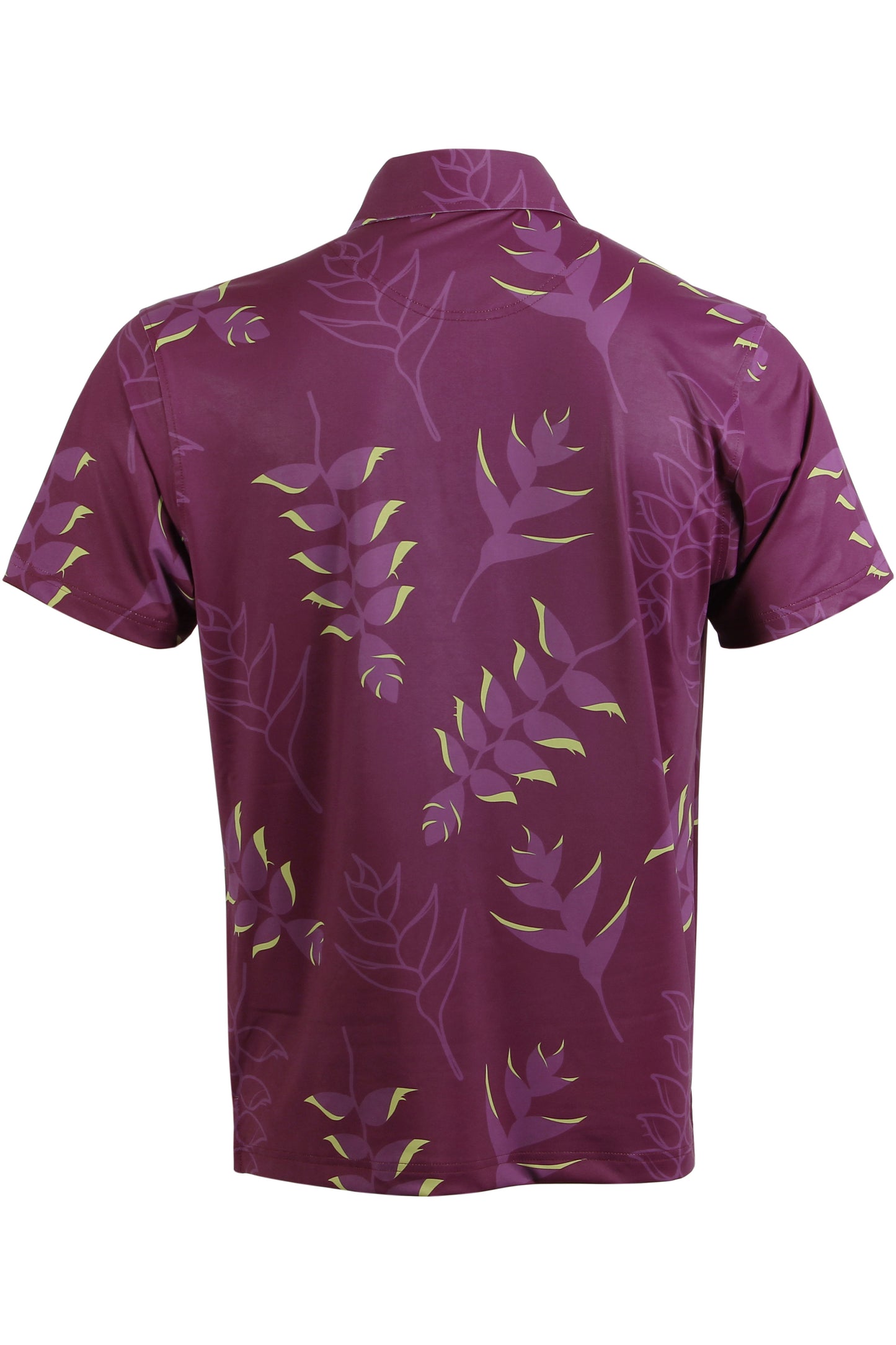 Heliconia-Plum and Green Button Down