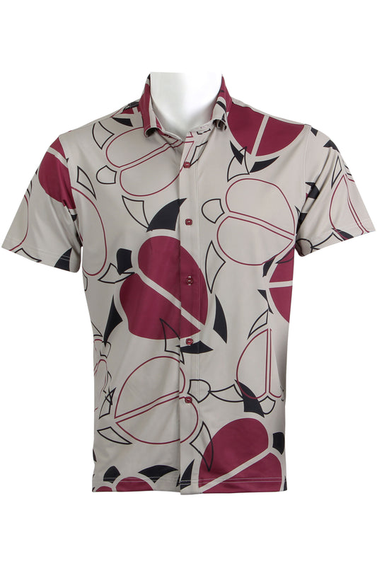 Honu-Taupe, Black, Burgundy Button Down