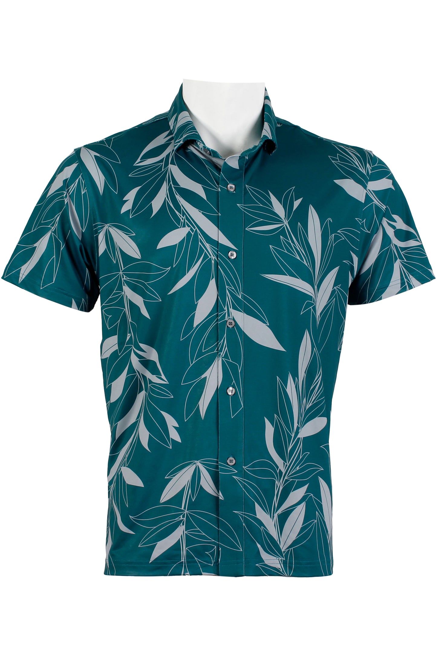 Maile Lei Strands-Teal and Gray Button Down