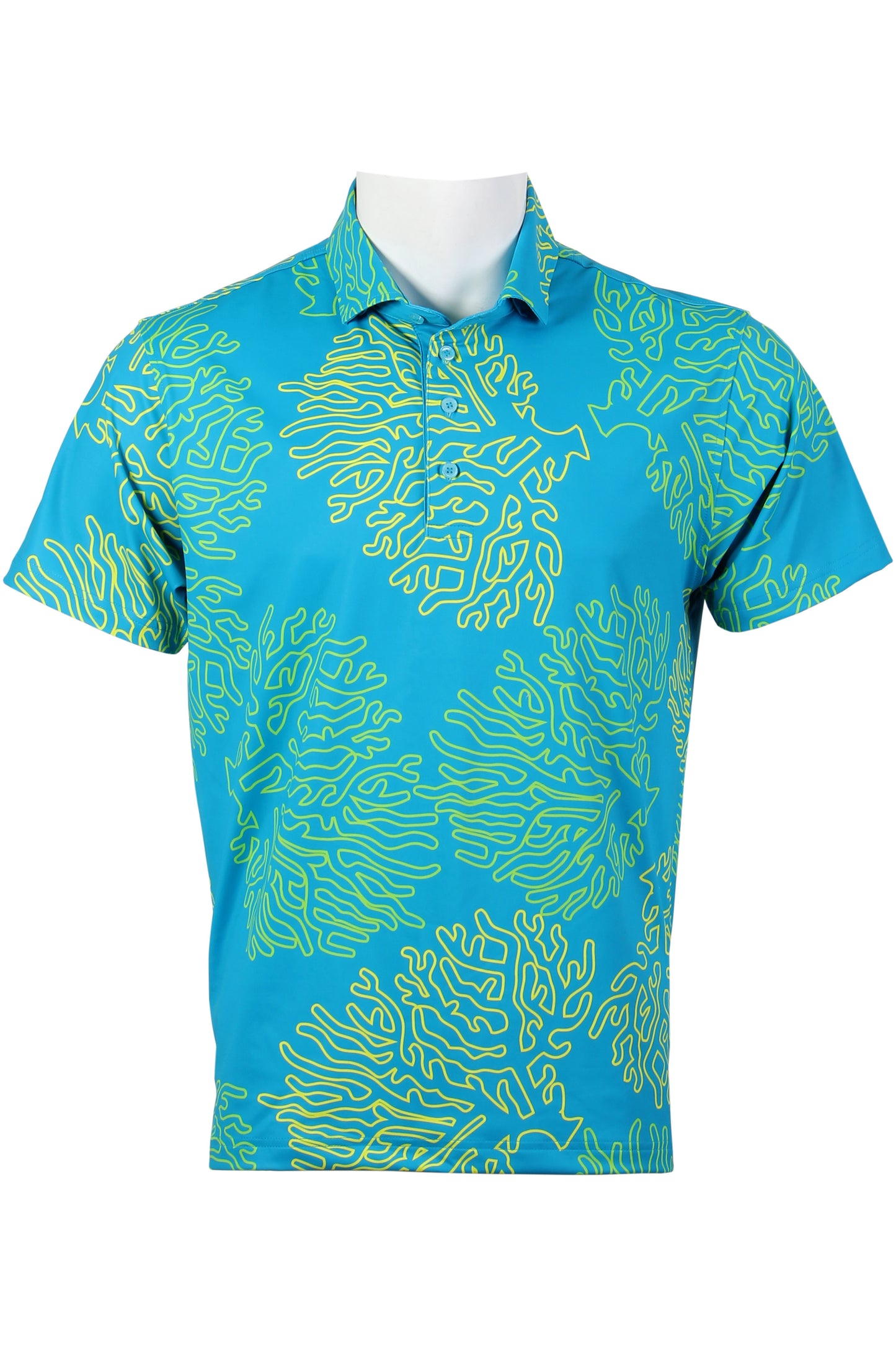 Teal, Green, Yellow Coral Polo