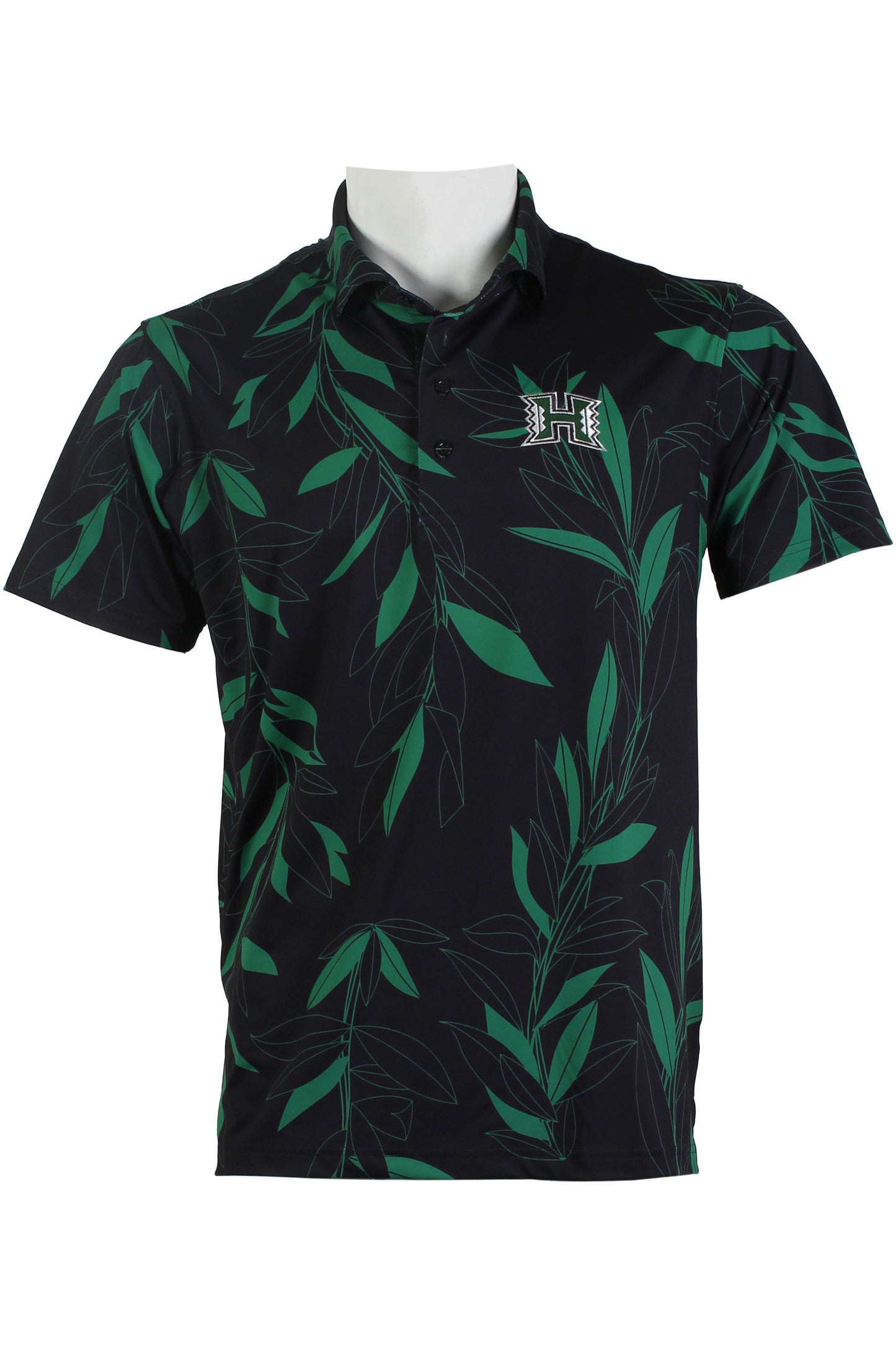 UH Maile Lei Strands-Black and Green Polo