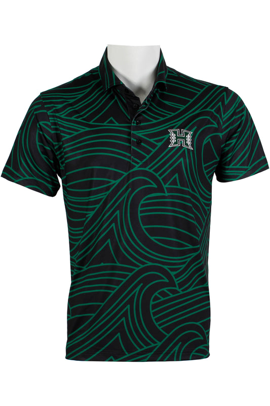 UH Wave-Black and Green Polo