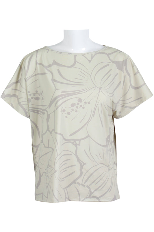Big Hibiscus-Beige and Taupe Dolman (Women's)