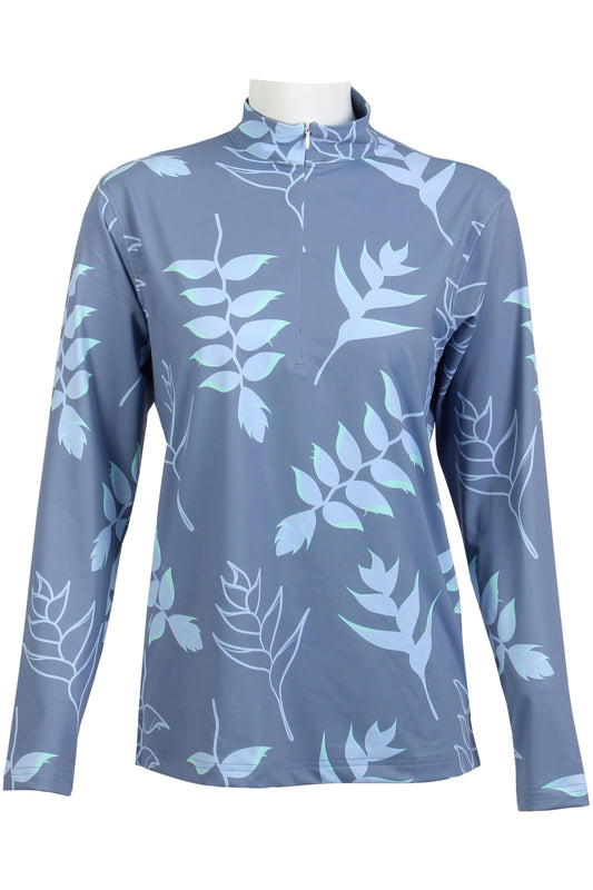 Blue, Purple, Mint Heliconia Mock Long Sleeve (Women's)