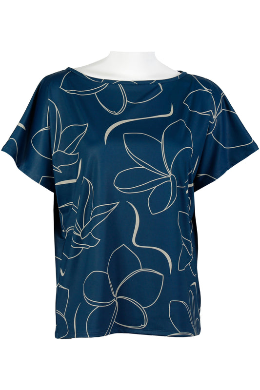 Plumeria-Blue and Tan Dolman (Women's)
