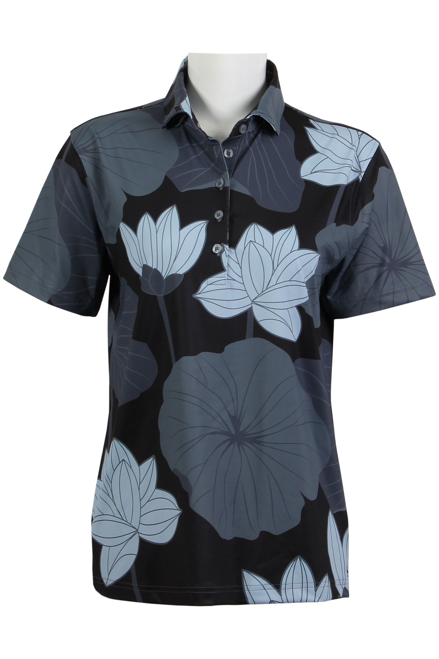 Dark Blue and Periwinkle Lotus Polo (Women's)