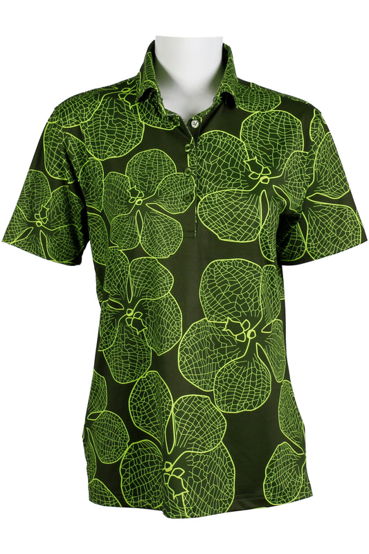Vanda Orchid-Olive and Chartreuse Polo (Women's)