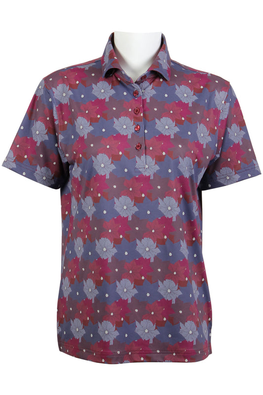 Violet, Purple, Burgundy Poinsettia Polo (Women's)
