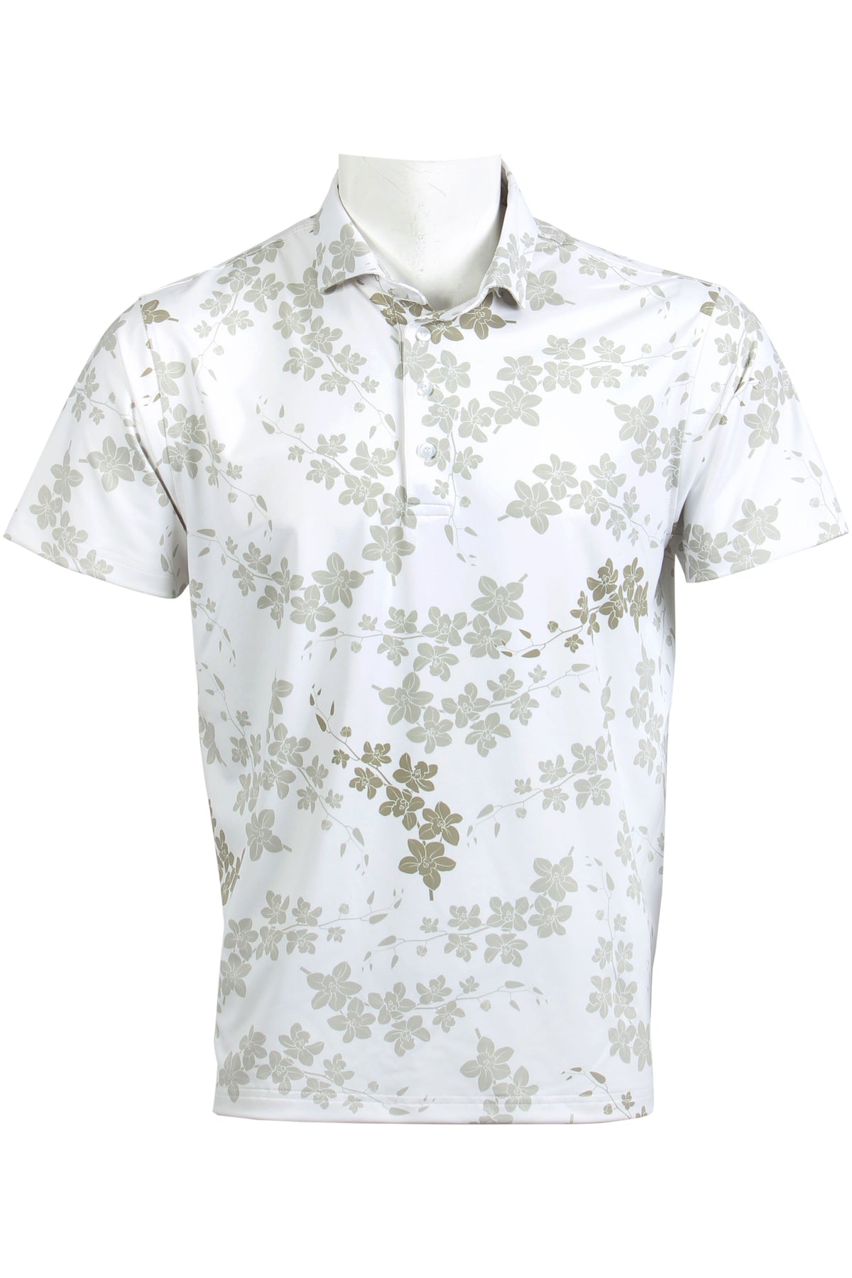 Cascading Orchid-White and Taupe Polo