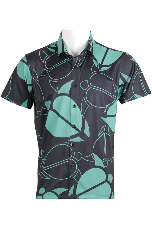Black and Green Honu Button Down