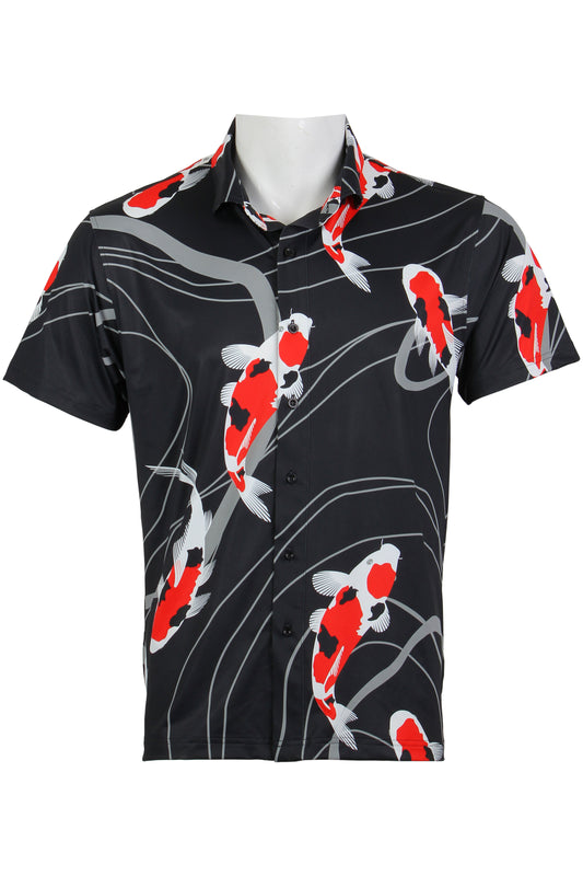 Black and Red Koi Button Down
