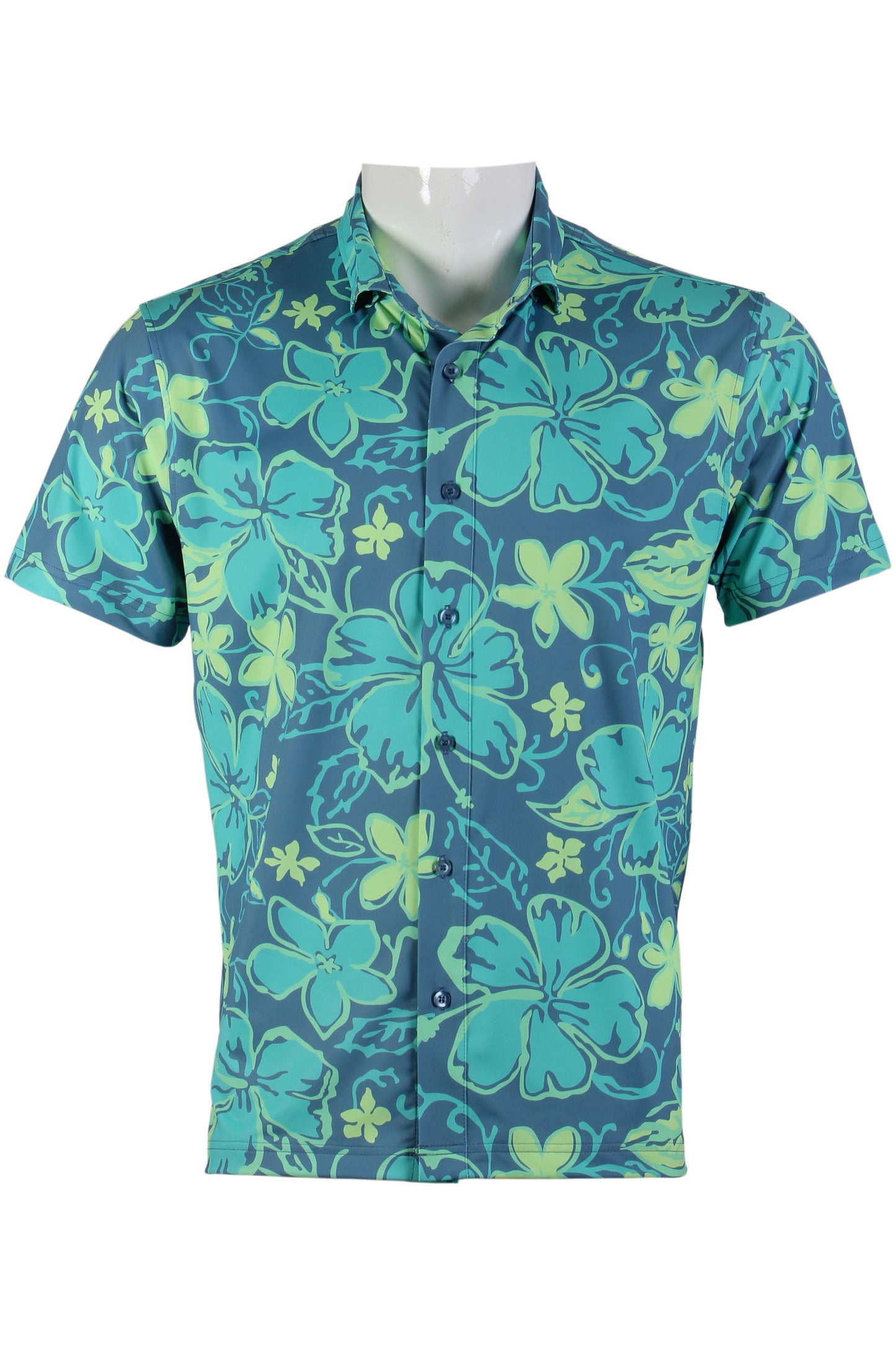 Blue and Green Aloha Button Down