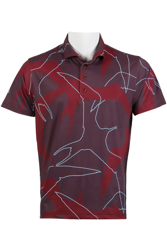 'Iwa Bird-Burgundy and Light Blue Polo