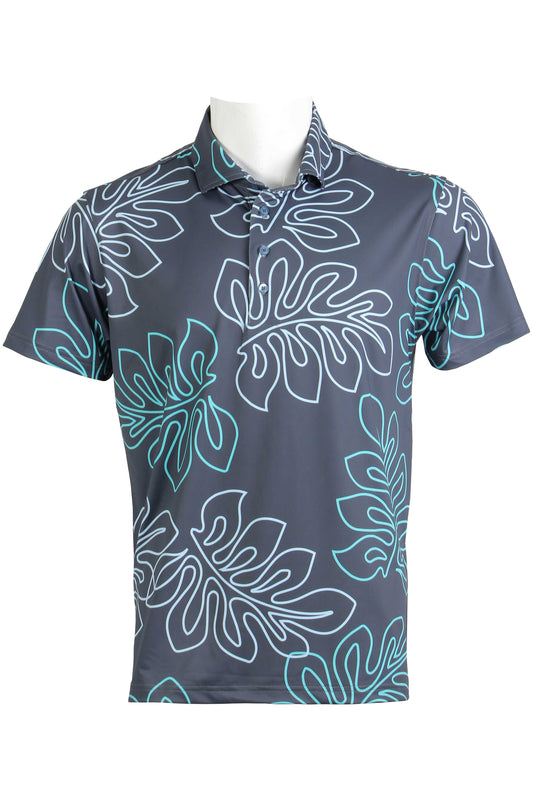 Charcoal and Blue Laua'e Polo