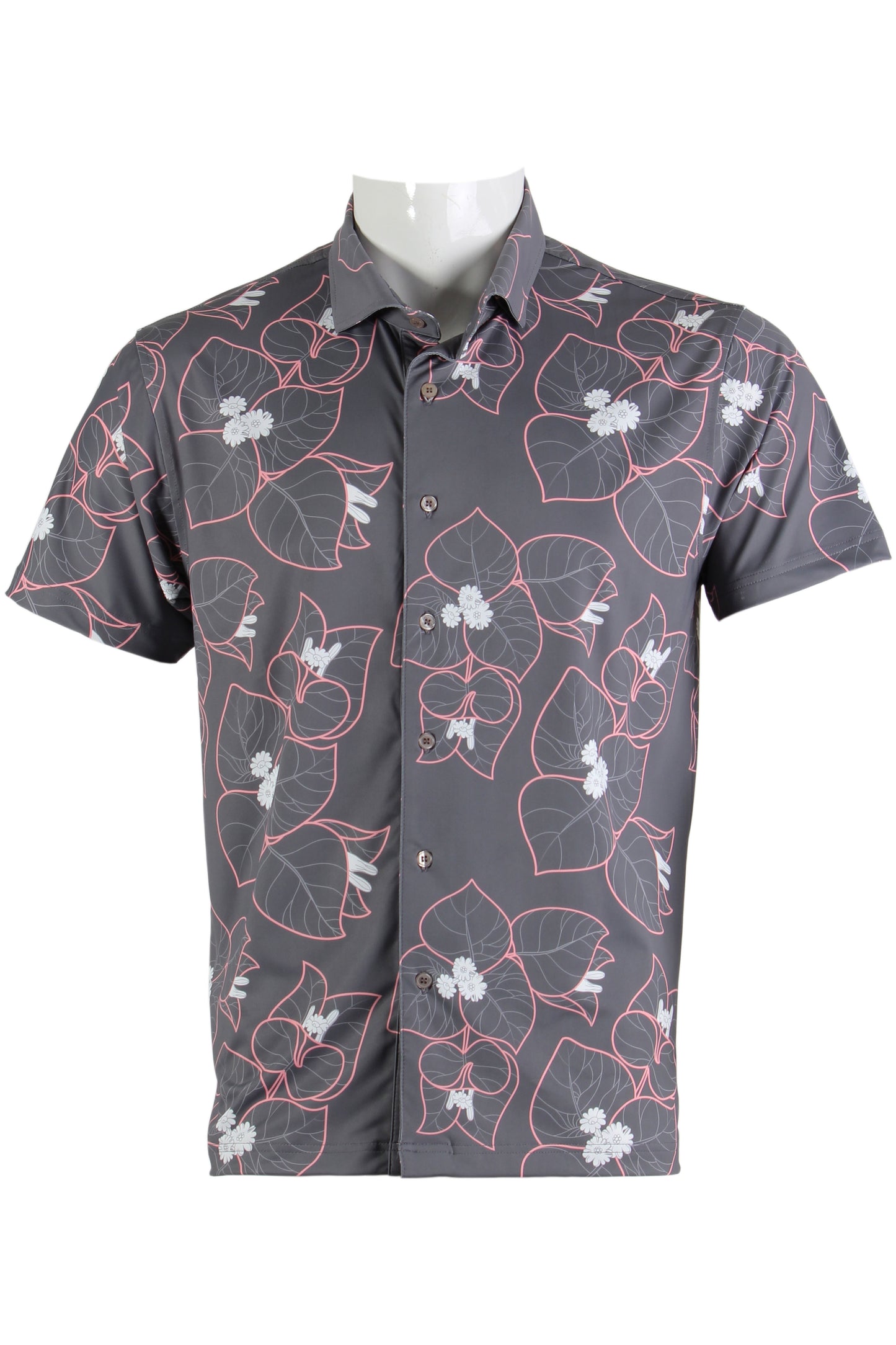 Bougainvillea-Gray and Pink Button Down